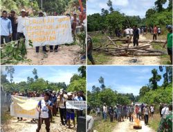 Merasa dibohongi oleh pemilik jembatan selaku Oknum polisi, Masyarakat Kawalo dan Woyo Palang jalan