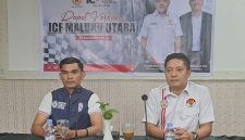 Ketua ICF Maluku Utara, M. Ghifari Bopeng dan Sekretaris ICF yang juga Koordinator Daerah (Korda), Hasrul, Saat melaksanakan rapat koordinasi yang berlangsung di Muara Hotel Ternate. Sabtu (26/09/26). Dok. Istimewah. 