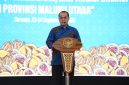 Pemerintah Pusat Direktur Jenderal Pendidikan Menengah dan Pendidikan Khusus (Dirjen Dikmen Diksus) Kemendikdasmen, Tatang Mutaqin, Rapat Koordinasi Pendidikan Tahun 2026 yang berlangsung di Gamalama Ballroom, Bela Hotel, Ternate. Rabu, (23/09/26). Dok. Humas ADPIM. 