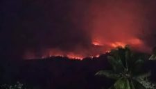 Kebakaran di kawasan Gunung Gamkonora, Kecamatan Ibu Selatan, Kabupaten Halmahera Barat, Minggu (4/10/2026) malam. Dok. Warga.