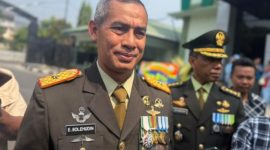 Danrem 152/Babullah, Brigjen TNI Enoh Solehuddin, Paska selesai Upacara dan syukuran HUT ke-81 TNI digelar di Makorem 152/Babullah, Kota Ternate, Senin (5/10/2026). Dok. One. 