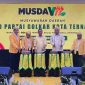 Sekretaris Partai Golkar Provinsi Maluku Utara, Arifin Djafar, di dampingi Bupati Halteng, Ikram Sangaji, membuka Musda VII Partai Golkar DPD II Kota Ternate yang berlangsung di Hotel Said Bella. Senin, (12/10/2026). Dok. Agis. 