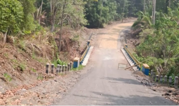 Foto jalan lapen dan jembatan yang berada di Pulau Makian.selasa, (20/10/26). Dok. Istimewa. 