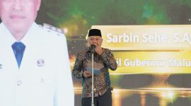 Wakil Gubernur Maluku Utara, Sarbin Sehe. Saat Sambutan dalam kegiatan penyambutan Kodam Maluku Utara yang pertama di Bella Hotel. Kamis, (29/10/26). Dok. Adpim Humas. 